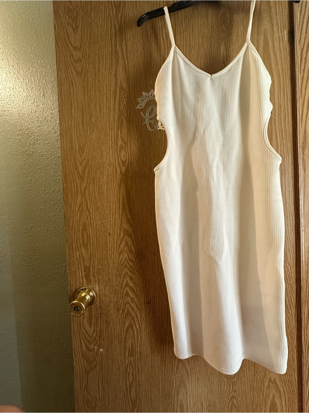 White Sleeveless Cutout Slip Dress